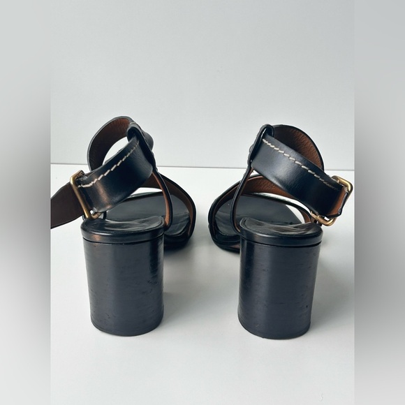 Chloe Candice Topstitch Leather Sandal Size 6 (36.5 EU) Block Heel - Picture 4 of 16